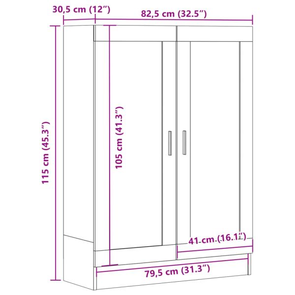 Шкаф за книги, старо дърво, 82,5x30,5x115 см, инженерно дърво