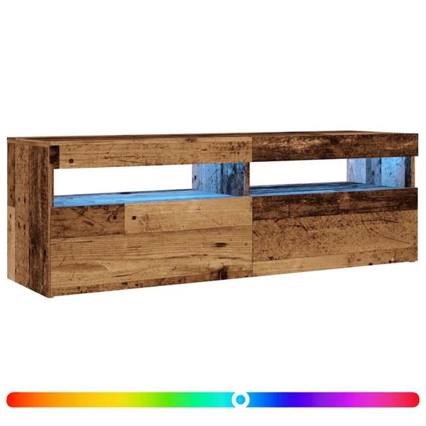 ТВ шкаф с LED осветление, 120x35x40 см, инженерно дърво