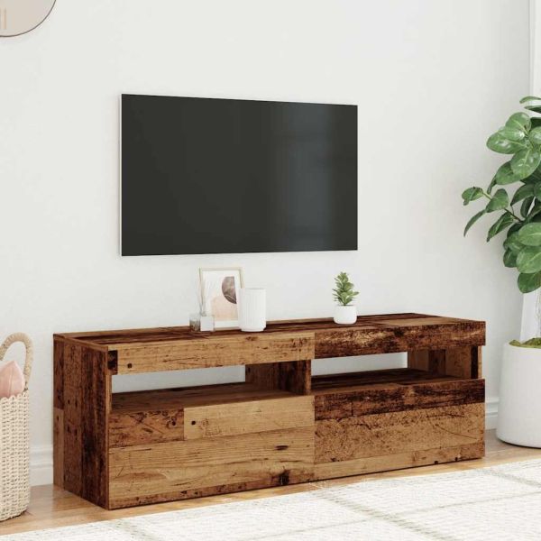 ТВ шкаф с LED осветление, 120x35x40 см, инженерно дърво