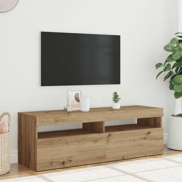 ТВ шкаф с LED осветление, 120x35x40 см, инженерно дърво
