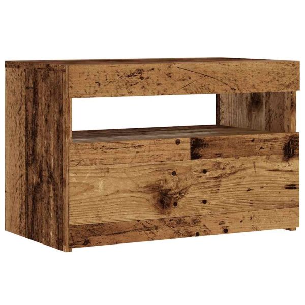 ТВ шкаф с LED светлини Старо дърво 60x35x40 cm