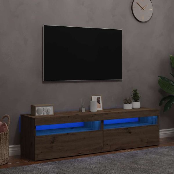 Комплект от 2 части за телевизора с LED осветление Дъб Artisan