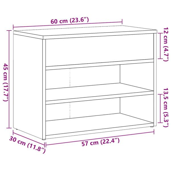 Пейка за обувки от старо дърво 60x30x45 cm Инженерна дървесина