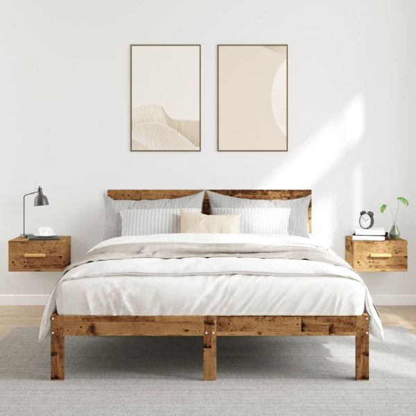 Нощни шкафчета за стенен монтаж, 2 бр, старо дърво, 35x35x20 см