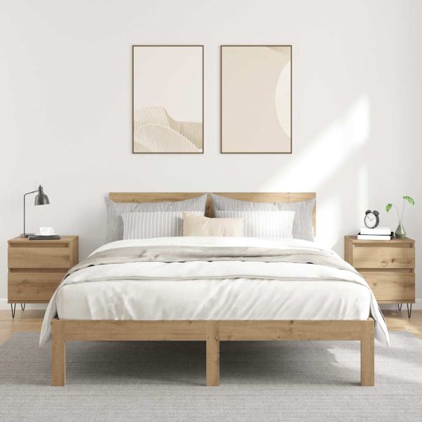 Нощни шкафчета 2 бр дъб артизан 40x35x50 см инженерно дърво