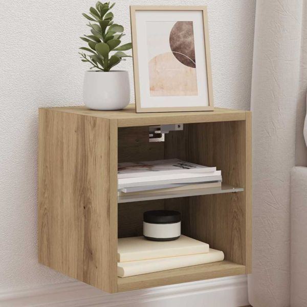 Стенен шкаф за телевизор с LED осветление Artisan Oak