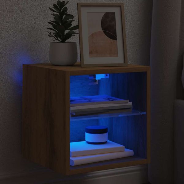 Стенен шкаф за телевизор с LED осветление Artisan Oak