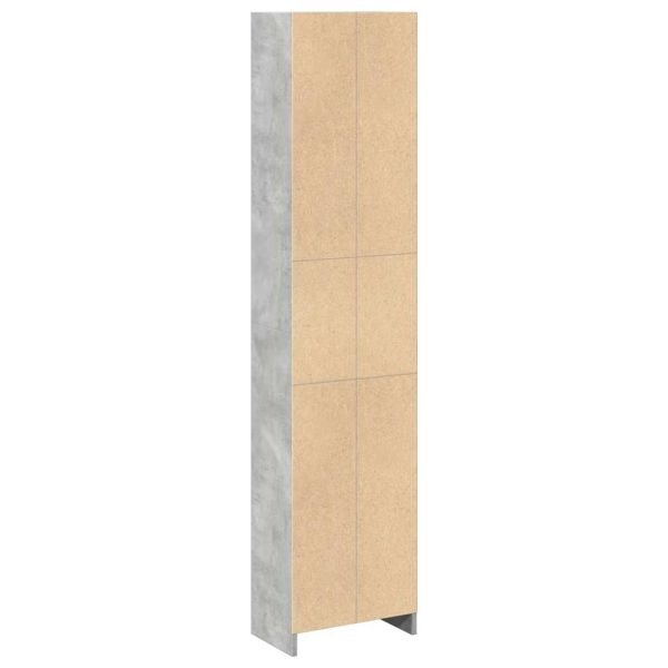 Библиотека, бетонно сива, 40x24x76 см, инженерно дърво