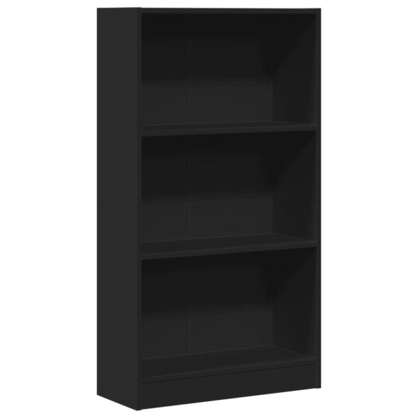 Библиотека черна 60x24x109 см инженерно дърво