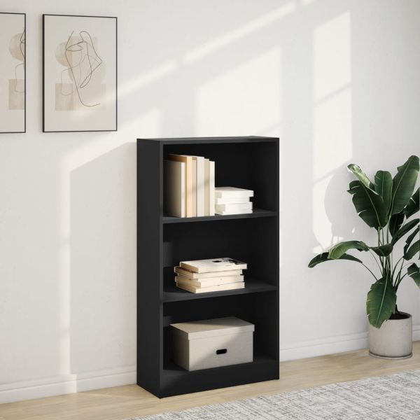 Библиотека черна 60x24x109 см инженерно дърво
