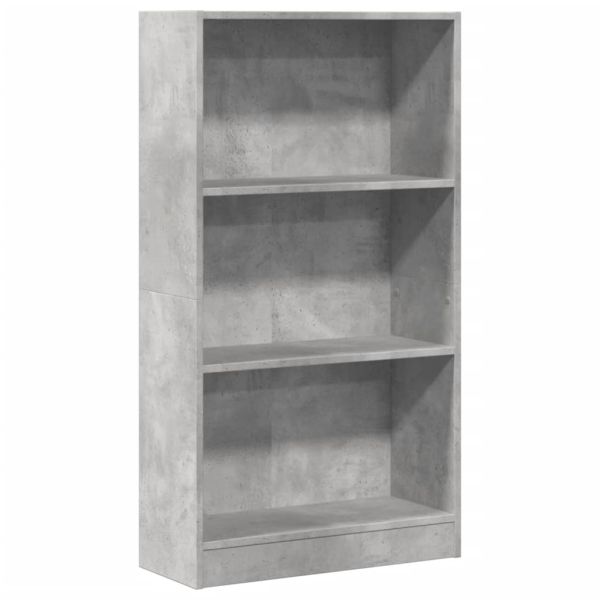 Библиотека, бетонно сива, 60x24x109 см, инженерно дърво