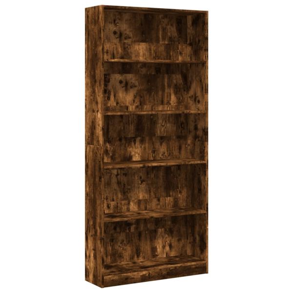Библиотека, опушен дъб, 80x24x176 см, инженерно дърво