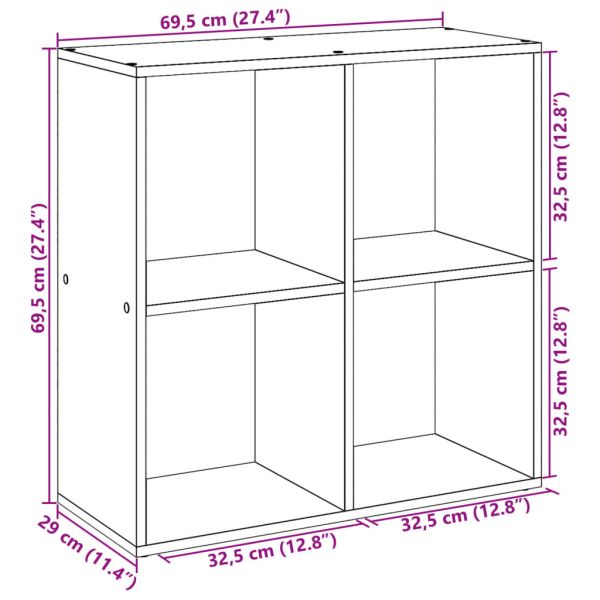 Разделител за стая / библиотека, бетонно сив, 69,5x29x69,5 см