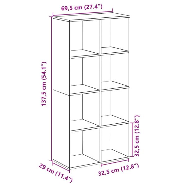 Разделител за стая / библиотека, бетонно сив, 69,5x29x137,5 см