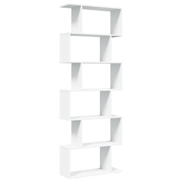 Разделител за стая / библиотека, бял, 6 нива, 70x24x193 см