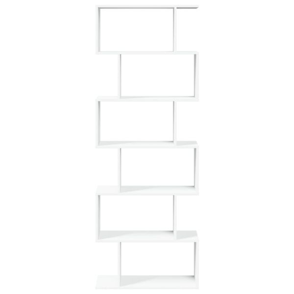 Разделител за стая / библиотека, бял, 6 нива, 70x24x193 см