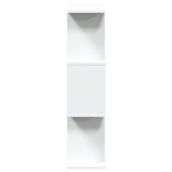 Преграда за стая, библиотека с 3 нива, бяла, 70x24x97 см, инженерно дърво