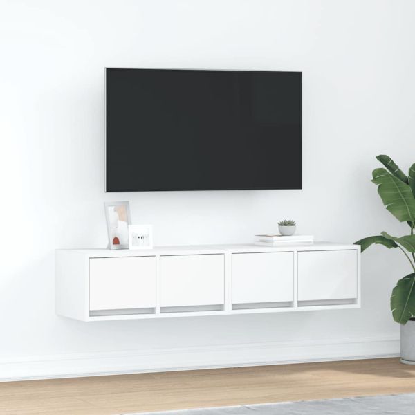 ТВ шкафове, 2 бр, бели, 60x31x25,5 см, инженерно дърво