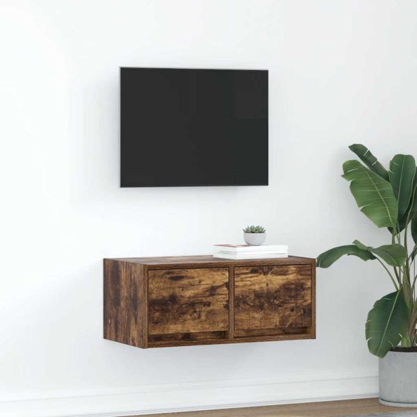 ТВ шкаф опушен дъб 60x31x25,5 cm инженерна дървесина