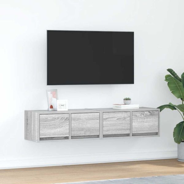 ТВ шкафове 2 бр Сив сонома 60x31x25,5 см инженерно дърво