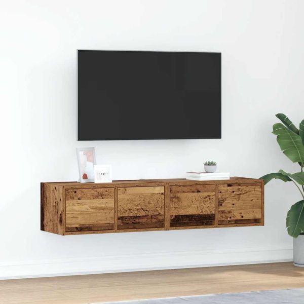 ТВ шкафове 2 бр Старо дърво 60x31x25,5 см инженерно дърво
