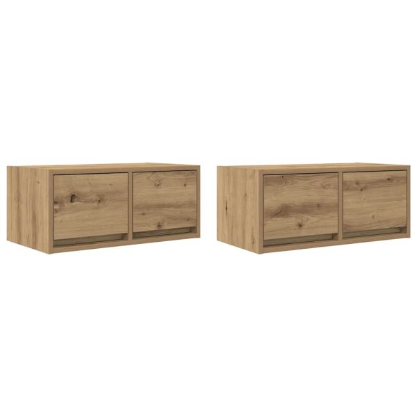 ТВ шкафове 2 бр дъб артизан 60x31x25,5 см инженерно дърво
