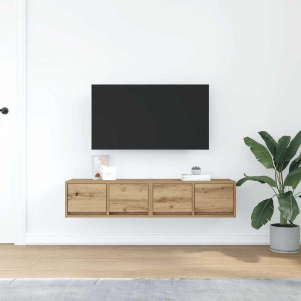 ТВ шкафове 2 бр дъб артизан 60x31x25,5 см инженерно дърво