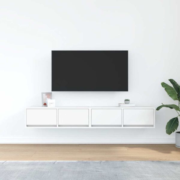 ТВ шкафове, 2 бр, бели, 80x31x25,5 см, инженерно дърво