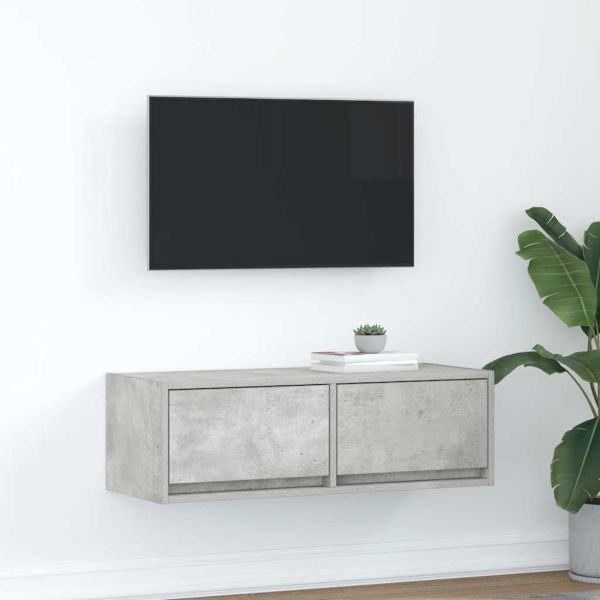 ТВ шкаф, бетонно сив, 80x31x25,5 см, инженерно дърво