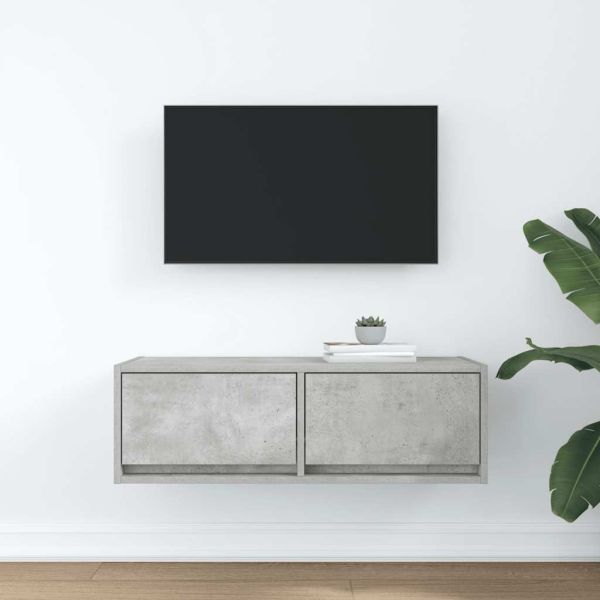 ТВ шкаф, бетонно сив, 80x31x25,5 см, инженерно дърво