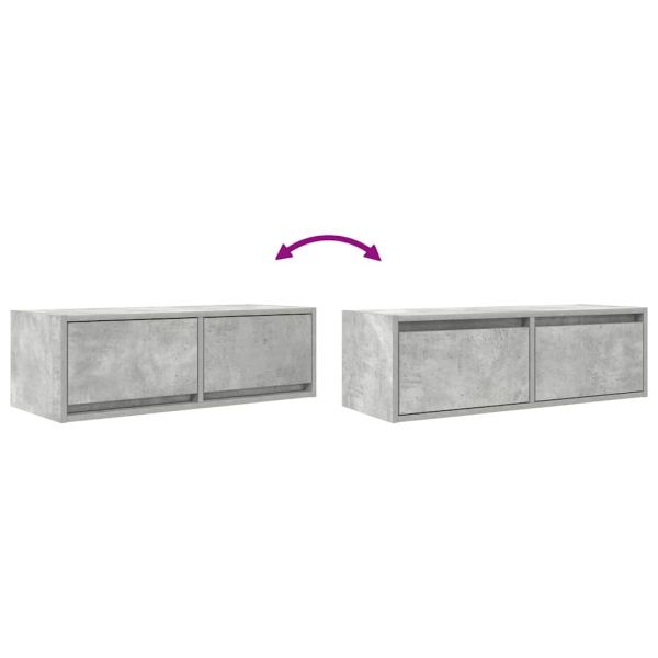 ТВ шкаф, бетонно сив, 80x31x25,5 см, инженерно дърво