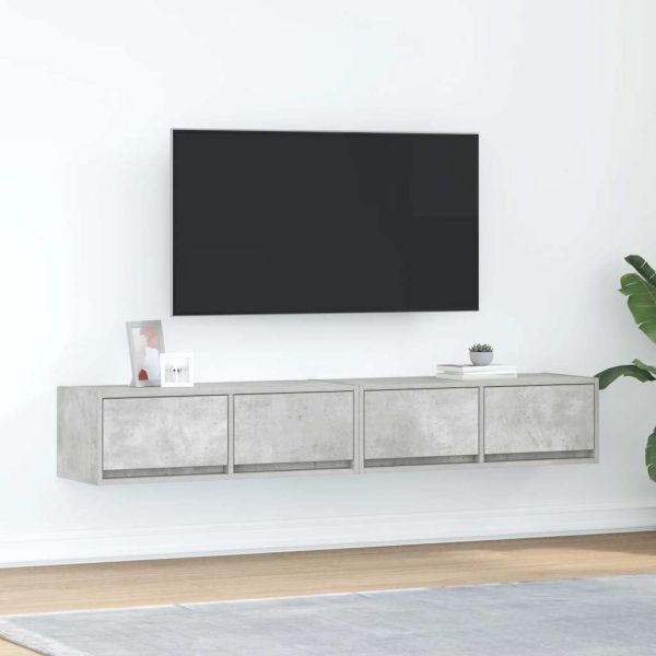 ТВ шкафове 2 бр бетонно сиви 80x31x25,5 см инженерно дърво