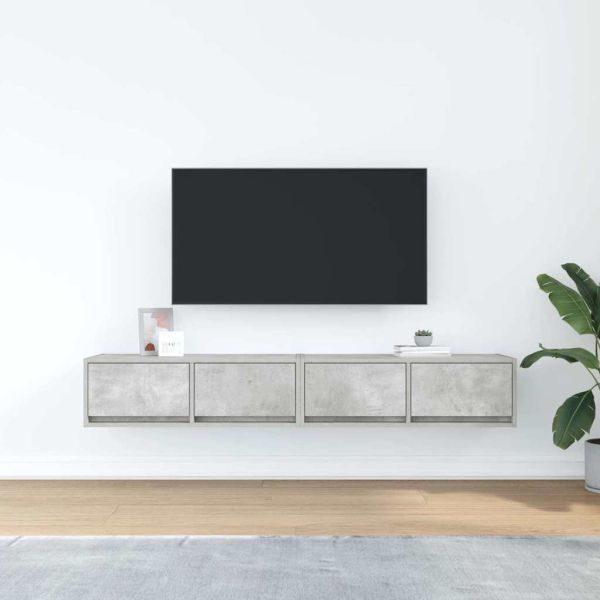 ТВ шкафове 2 бр бетонно сиви 80x31x25,5 см инженерно дърво
