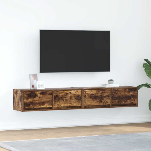 ТВ шкафове 2 бр Опушен дъб 80x31x25,5 см инженерно дърво