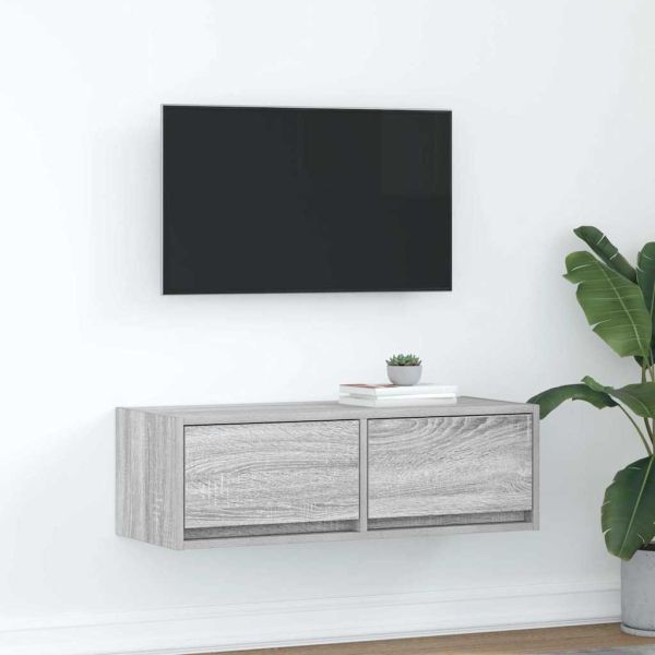 ТB шкаф, сив сонома, 80x31x25,5 см, инженерно дърво