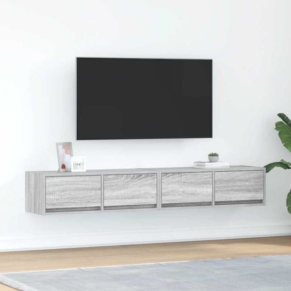ТВ шкафове 2 бр Сив сонома 80x31x25,5 см инженерно дърво