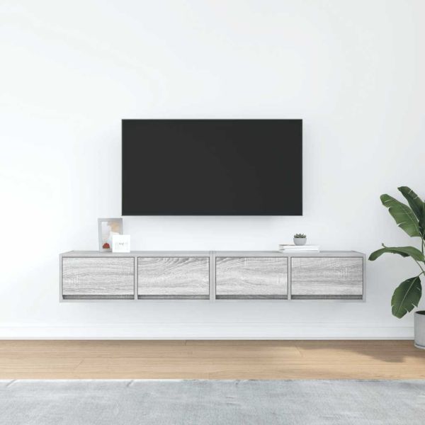 ТВ шкафове 2 бр Сив сонома 80x31x25,5 см инженерно дърво