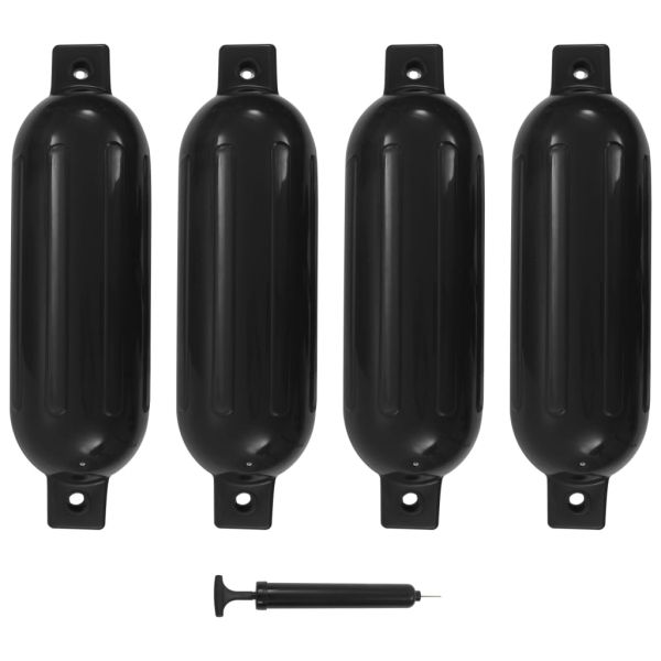 Броня за лодка 4 бр черна 51x14 см PVC