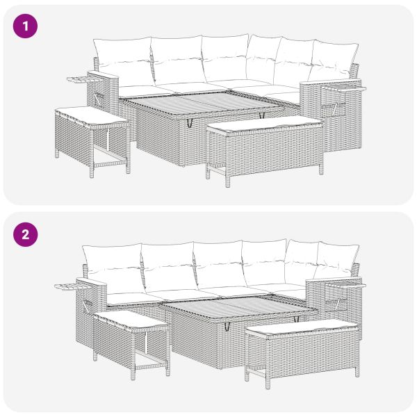 Градински Софа Комплект 8 pcs Бежово полиратан