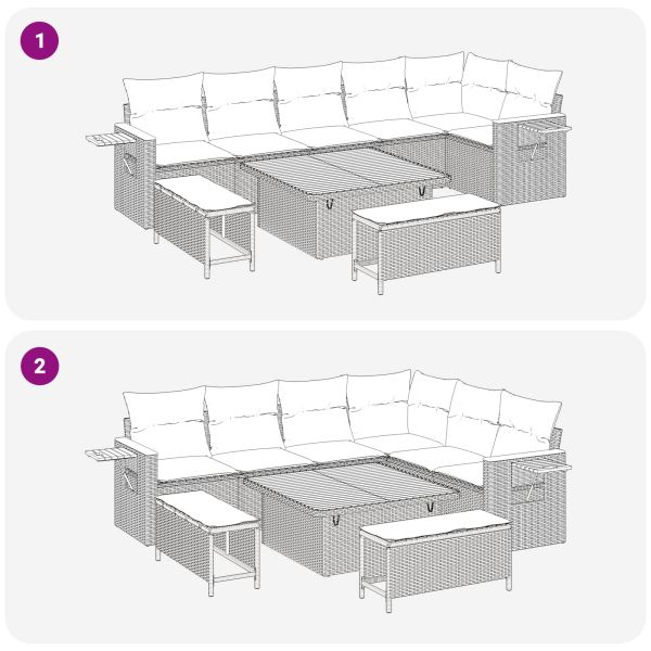Градински Софа Комплект 9 pcs Черно полиратан