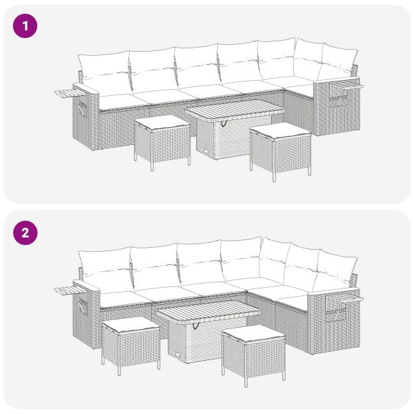 Градински Софа Комплект 9 pcs Сив полиратан