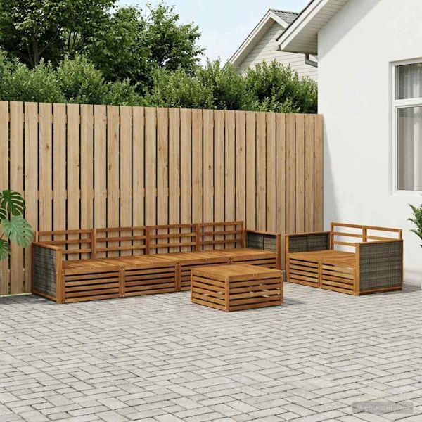 Комплект дивани за открито 7 pcs Натурално