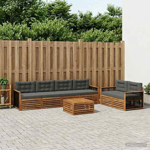 Комплект дивани за открито 7 pcs Натурален и Антрацит