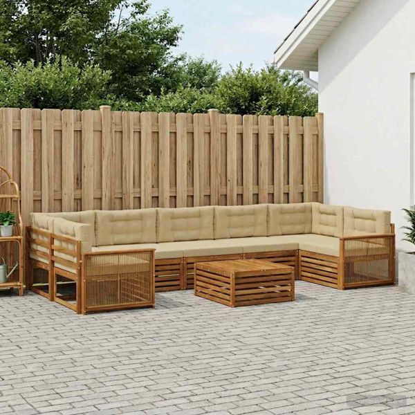 Комплект дивани за открито 8 pcs Натурален и Бежов