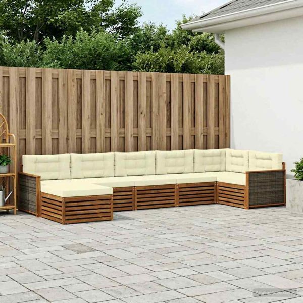 Комплект дивани за открито 7 pcs Натурален и Крема