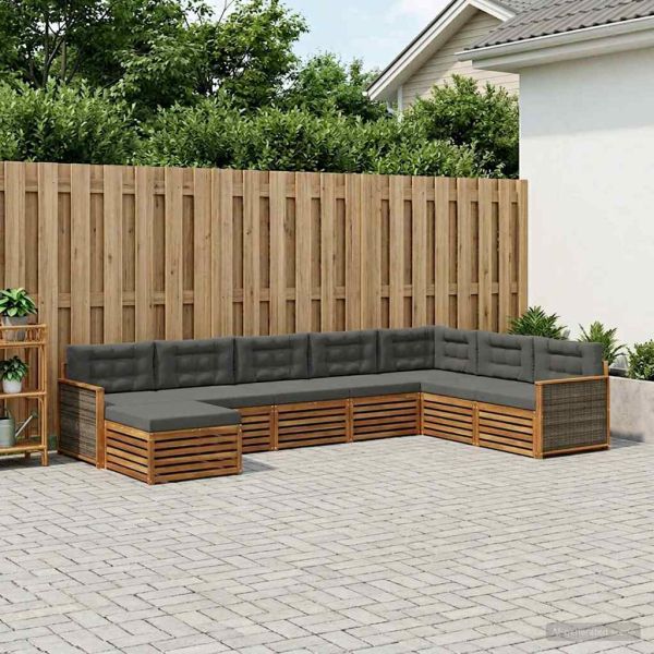 Комплект дивани за открито 8 pcs Натурален и Антрацит