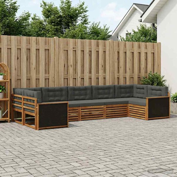 Комплект дивани за открито 7 pcs Натурален и Антрацит