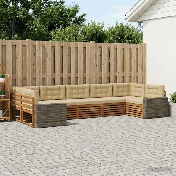 Комплект дивани за открито 7 pcs Натурален и Бежов
