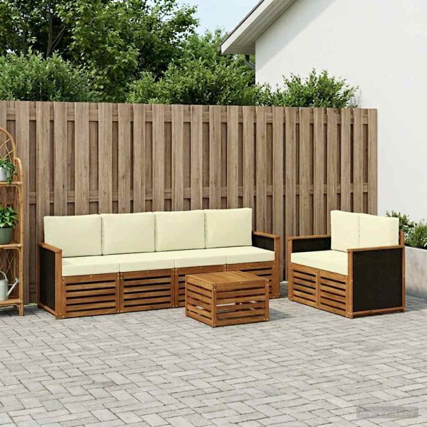 Комплект дивани за открито 7 pcs Натурален и Крема