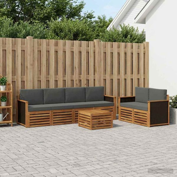 Комплект дивани за открито 7 pcs Натурален и Антрацит
